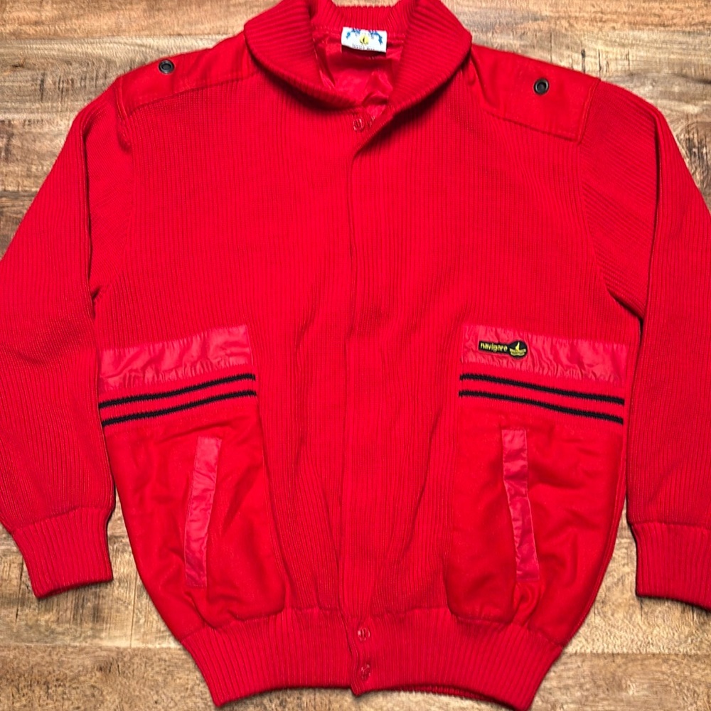 NAVIGARE Mens Shawl Neck Sweater 3XL Red Cotton/wool Blend Made In Italy (1)